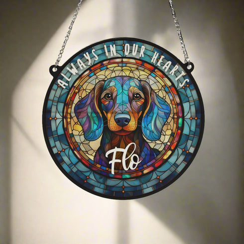 Dachshund Memorial Stained Glass Effect Suncatcher